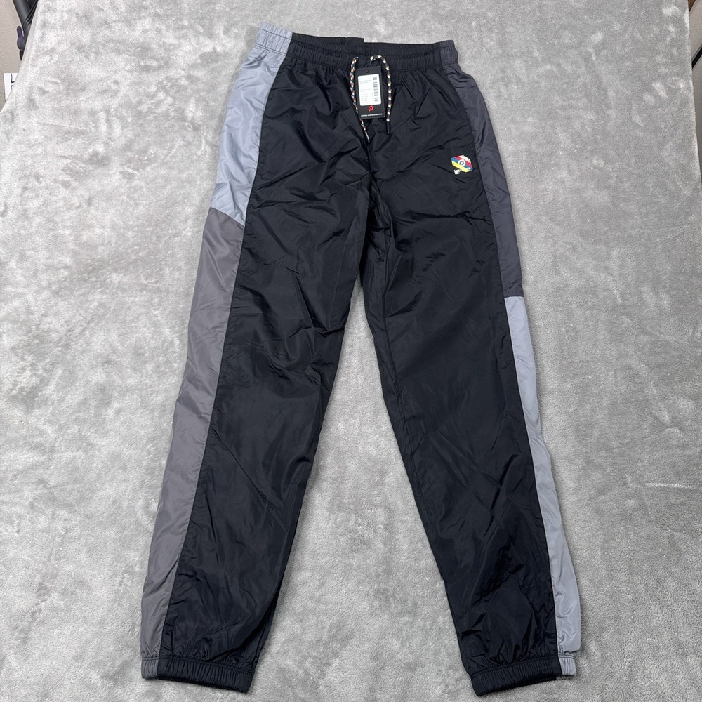 NWT Peloton Wind Trackpants Running Men's S Waist Black Gray Drawstring